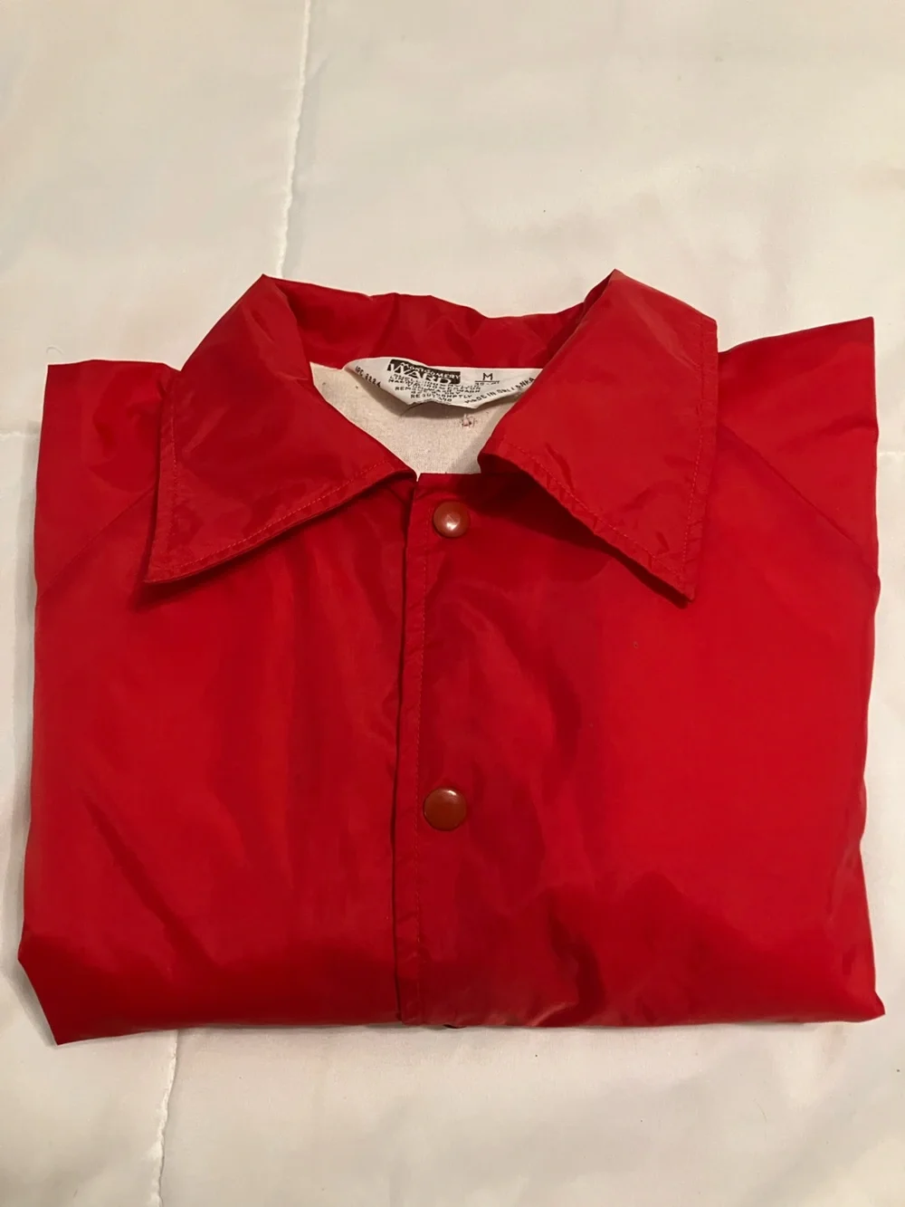 Vintage Montgomery Ward Red Nylon Coach Jacket Men’s M 39-41 Snap Front USA